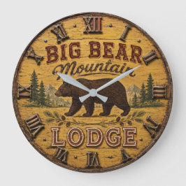 Big Bear Mountain Lodge Rustic Stor Klocka