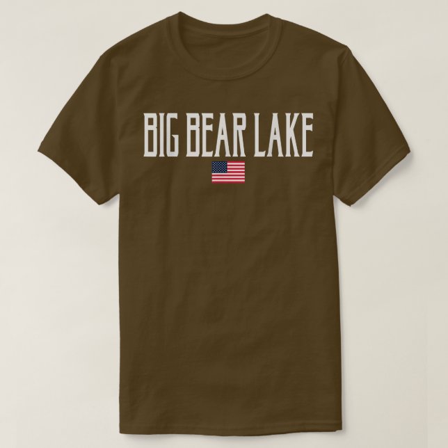 Big Bear Sjö American Flagga White Text T Shirt (Design framsida)