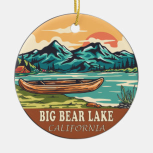 Big Bear Sjö California Boating Fishemblem Julgransprydnad Keramik