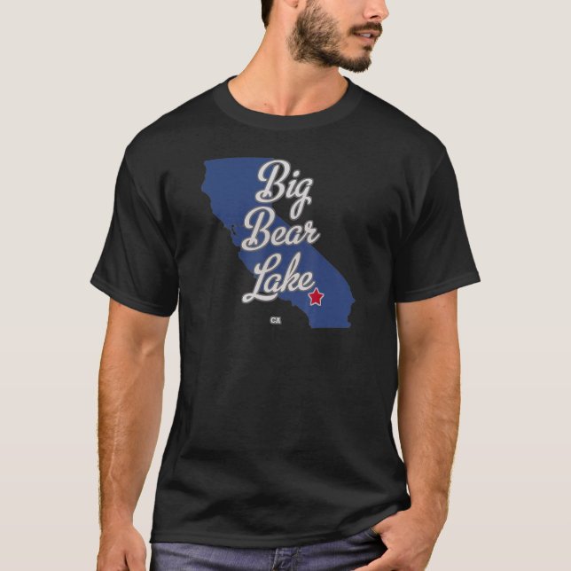 Big Bear Sjö California CA Karta T Shirt (Framsida)