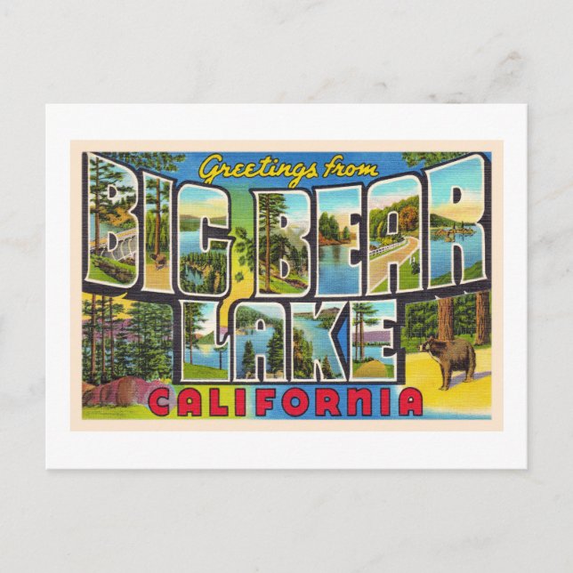 Big Bear Sjö Kalifornien CA Large Brev vykort (Framsida)