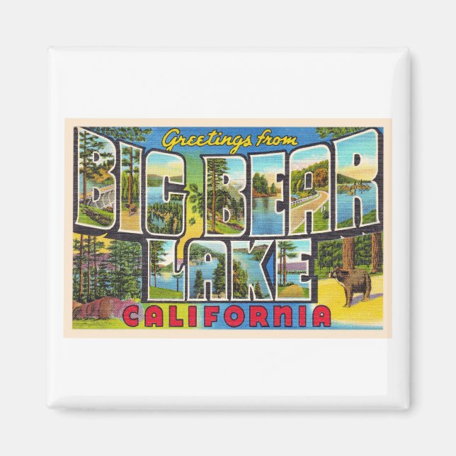 Big Bear Sjö Kalifornien CA Large Brev vykort Magnet (Framsidan)