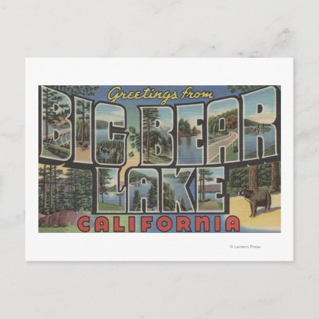 Big Bear Sjö, Kalifornien - Stora Brev Scenes 2 Vykort (Framsida)