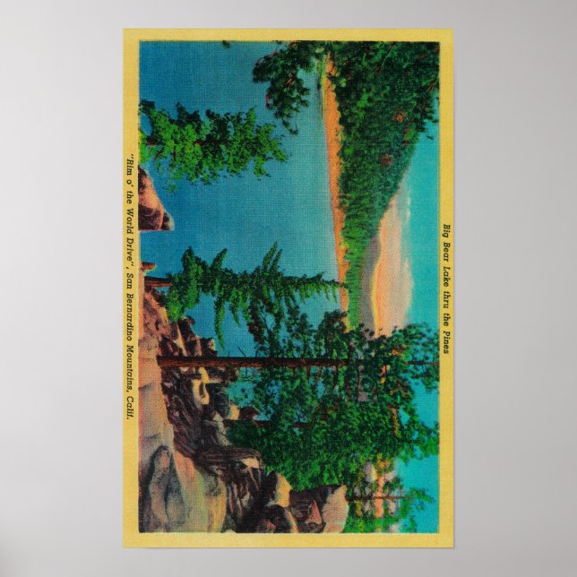 Big Bear Sjö View on Rim o'World Drive Poster (Framsidan)