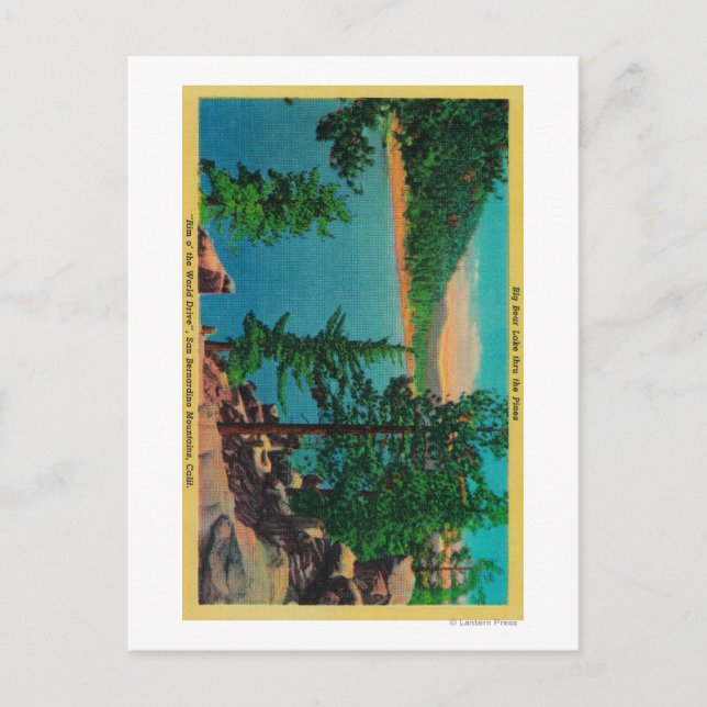 Big Bear Sjö View on Rim o'World Drive Vykort (Framsida)