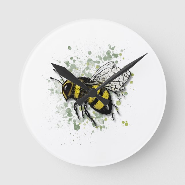Big Beautiful Bumble BEE, Digital Drawing Rund Klocka (Framsida)