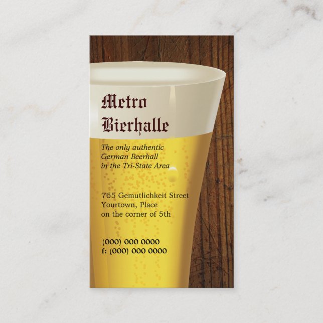 Big Beer-Affärskortet Visitkort (Framsida)