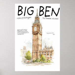 Big Ben-affisch Londons klocktorn Storbritannien Poster