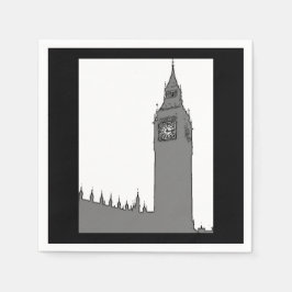 Big Ben Black & White Vintage Stil London Napkins Pappersservett
