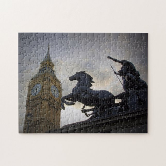 Big Ben - Boadicea Statue - London - 11 x 14 - 252 Pussel (Horisontell)