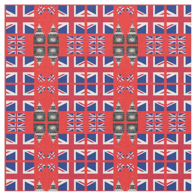 Big Ben, British Flagga Structure trendig Förenade Tyg (Närbild)