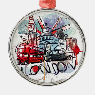 big ben buss london-landmärke julgransprydnad metall