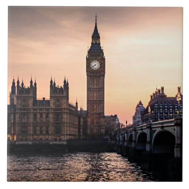 Big Ben by River Thames i London Kakelplatta (Framsidan)