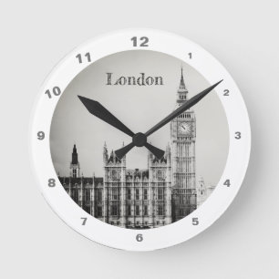 Big Ben Clock & London, Westminster /vintage UK Rund Klocka