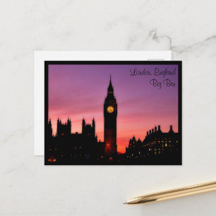 Big Ben Clock Torn i Sunset London England Vykort