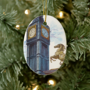 Big Ben Clock Torn i Westminsters palats Julgransprydnad Keramik