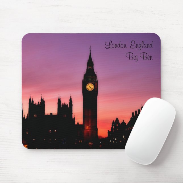 Big Ben Clock Torn London England i Sunset Musmatta (Med mus)