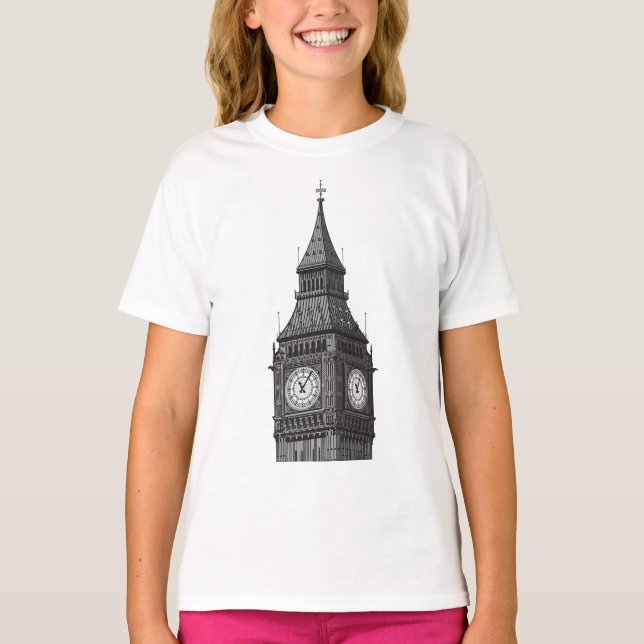 Big Ben Clock Torn London England T Shirt (Framsida)