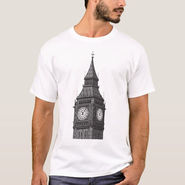 Big Ben Clock Torn London England T Shirt (Framsida)