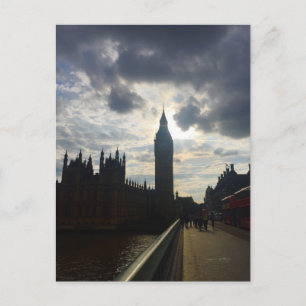 Big Ben Clock Torn London Sunset Photo Postcard Vykort