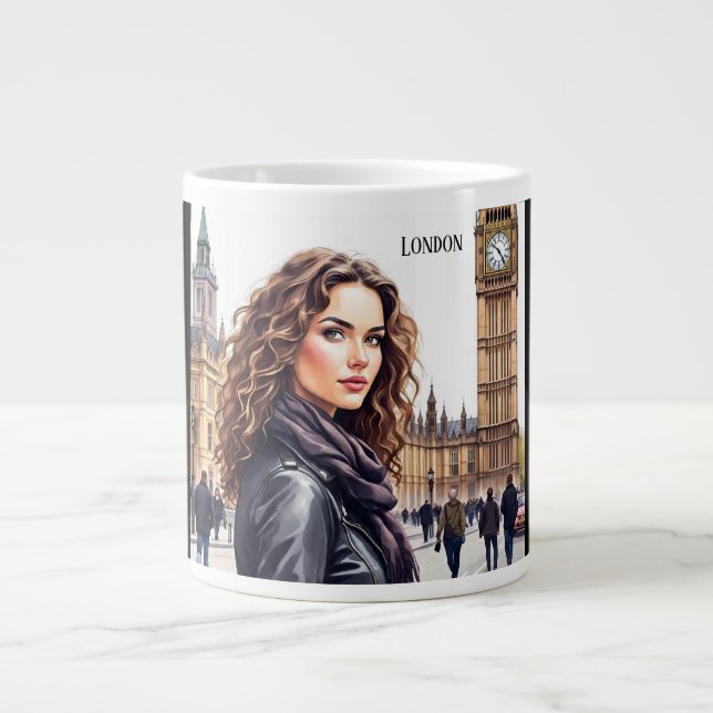 Big Ben Clock Torn och Loely Dam Jumbo Mugg (Framsidan)