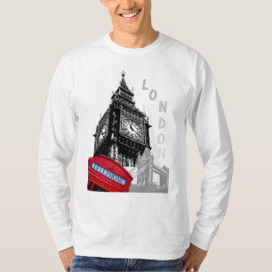 Big Ben Clock Torn Red Telefon Box London T Shirt