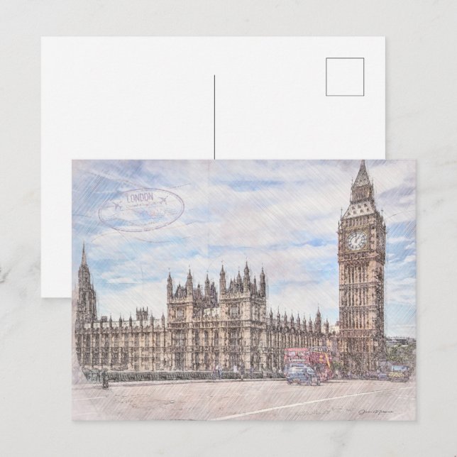Big Ben från Bridge-vykort Vykort (Fram/baksida)