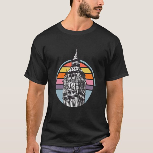 Big Ben från London i England Skyline Westminster T Shirt (Framsida)