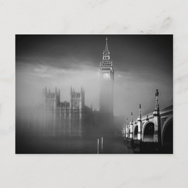Big Ben Genom dimman Vykort (Framsida)