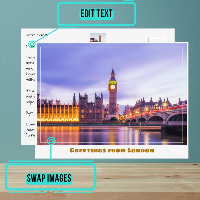 Big Ben & Houses i London England Vykort (Share your experiences with these stylish template postcards.)