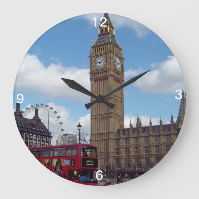 Big Ben i London, England Wall Clock Stor Klocka (Framsida)