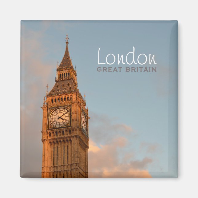 Big Ben i London-fototextmagnet Magnet (Framsidan)