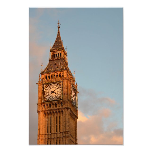 Big Ben i London-lodräts fotoutskrift Fototryck (Framsidan)