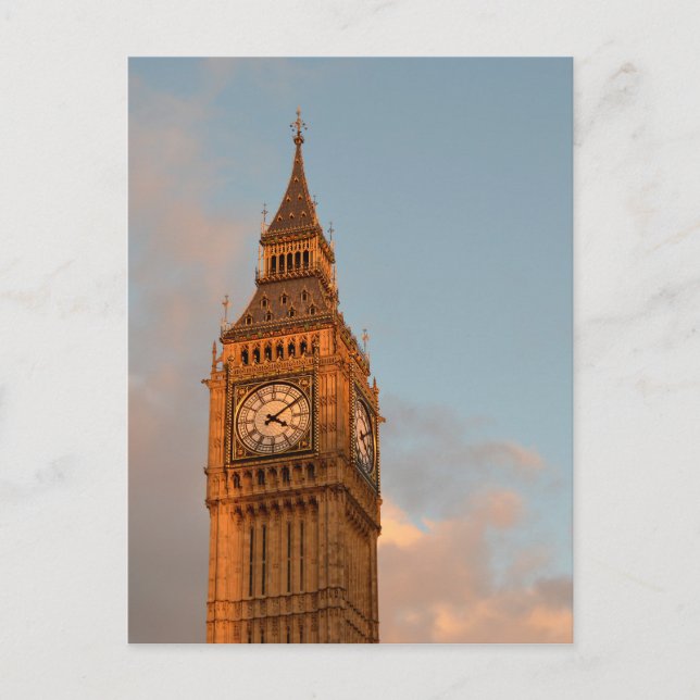 Big Ben i London-lodräts vykort (Framsida)