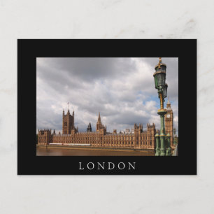 Big Ben i London, svart textvykort Vykort