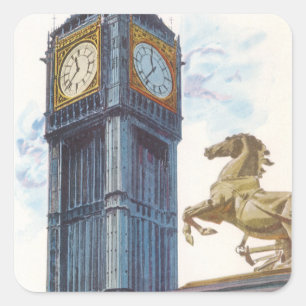 Big Ben-klocktornet vid Palace of Westminster Fyrkantigt Klistermärke