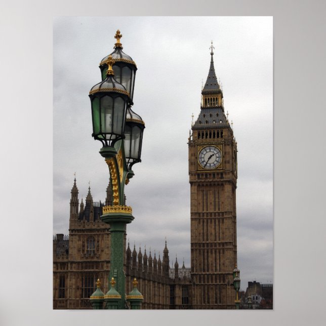 Big Ben - Lampposts - London Poster (Framsidan)