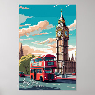 Big Ben London Art vintage resor illustration Poster