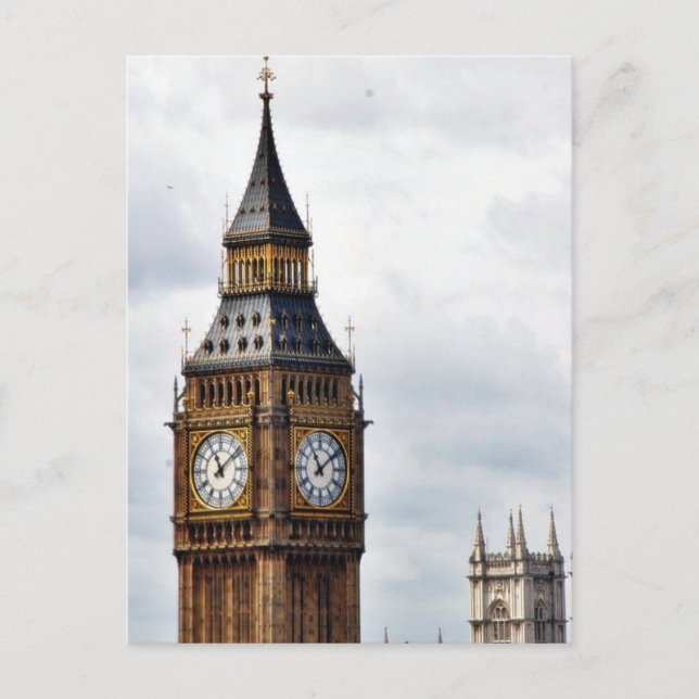 Big Ben London Clock Torn och Westminster Abbey Vykort (Framsida)