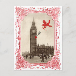 Big Ben London Cupid Valentine vycard Helg Vykort
