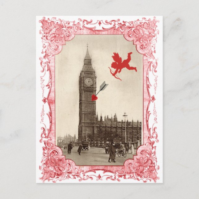 Big Ben London Cupid Valentine vycard Helg Vykort (Framsida)