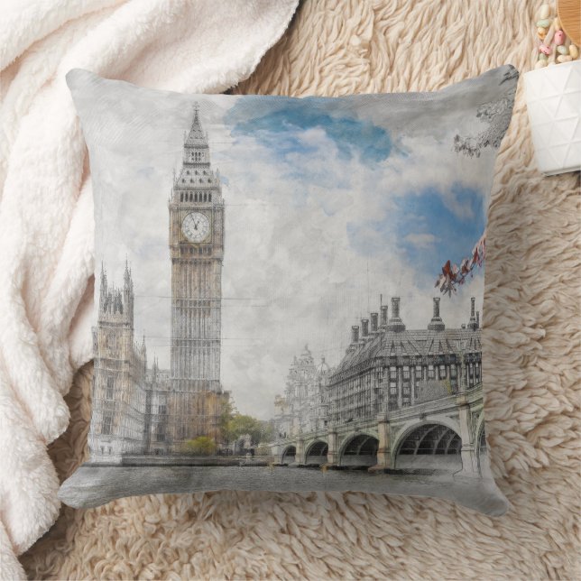 Big Ben London Dekorativ kudde - Iconic Cityscape (Filt)