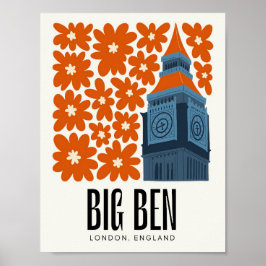 Big Ben London England abstrakt blommigt art. Poster