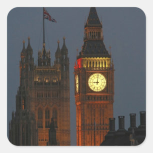 Big Ben-London-England Fyrkantigt Klistermärke