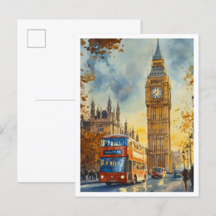 Big Ben London England Vintage resor Illustration Vykort