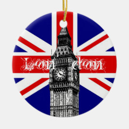 Big Ben London Flagga Ornament