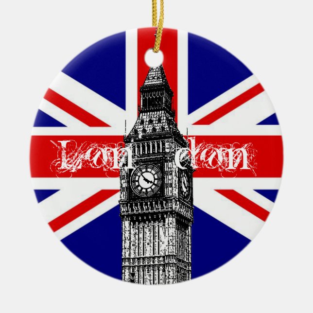 Big Ben London Flagga Ornament (Framsidan)