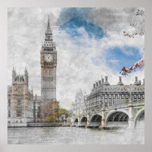 Big Ben, London, Förenade kungariket Poster