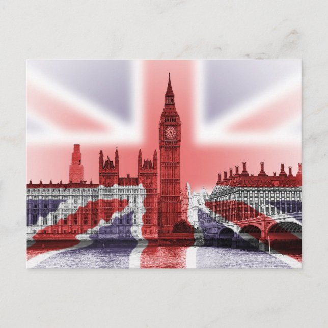 Big Ben London och Union Jack flagga Vykort (Framsida)