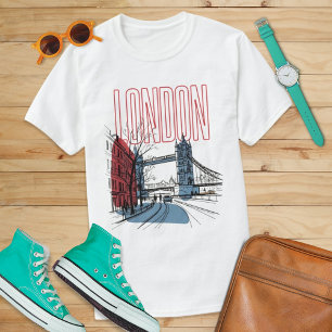 Big Ben London Skiss UK Landmärke Resa Minne T Shirt